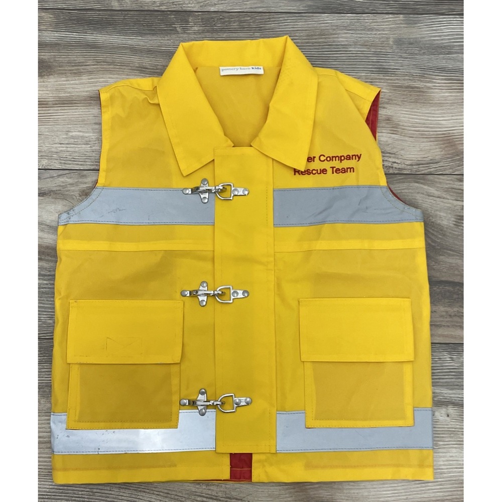 Pottery Barn Kids Toddler Firefighter Fireman Halloween Costume Yellow Vest 3T 4